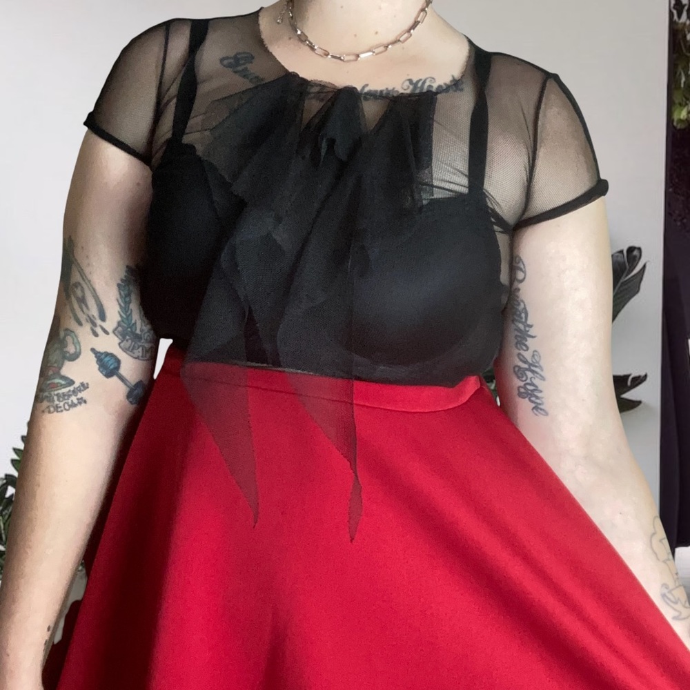 Vintage Y2K Mesh Fishnet Goth Regency Core Layer Top Black Small Medium